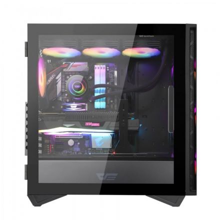 غلاف الكمبيوتر دارك فلاش دي إل إس 480 أسود و أبيض مع 4 مراوح 120 مم RGB زجاج مقسى