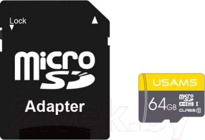 Usams MicroSDHC 64GB Class 6 memory card + SD adapter